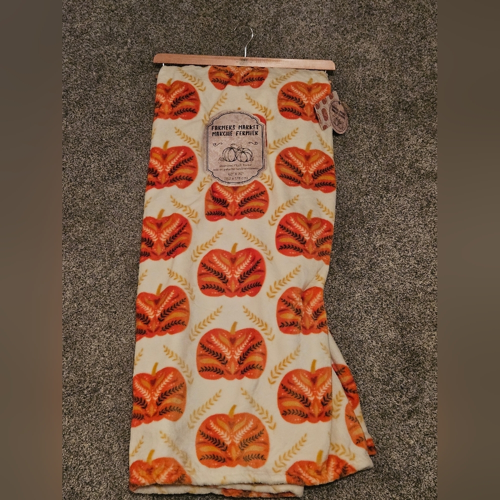 Pumpkin Print Blanket and Mug Set Oversized Throw 60x70 Nwts - Picture 2 of 4